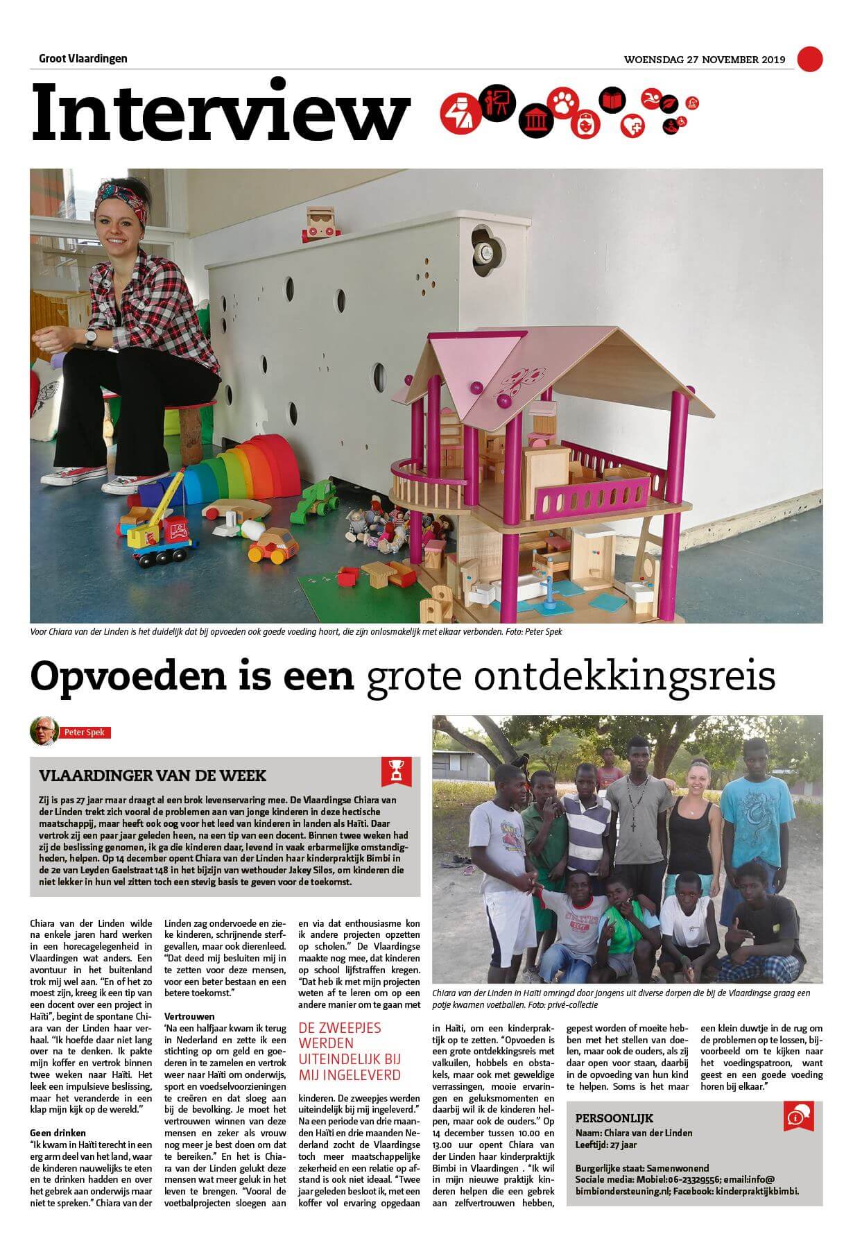 Bimbi in de krant in vlaardingen